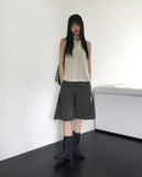 Arrit hippie button side shirring hooded sleeveless