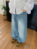 Nihin Washing Denim Wide Pants