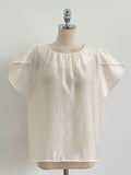 Muse Round Neck Shirred Tulip Blouse