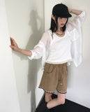 Keon pleats see-through shirt