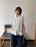 Seputte Shirring Frill Short Sleeve Blouse