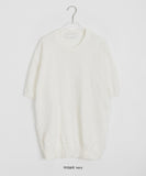 [unisex] Zukizu Summer Boucle Round Short Sleeve Knit - Linen 55