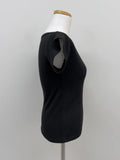 Boat Neck Rib Cap Sleeve T-shirt