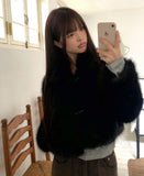 Naru Duffle Button Fur Short Jacket