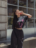 Butterfly Printed Over Short Sleeve T-Shirt