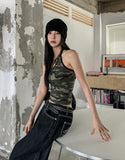 Military color matching line halter top