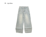 Moba Light Blue Rivet Pintuck Washing Wide Pants