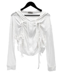 Betz See-Through Shirring Hooded Zip-Up