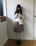 Lahae Pleated Check Midi Skirt