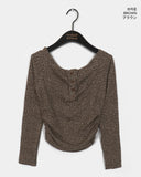 Brick Leopard Hopi Shirring Button T-Shirt