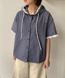 Diltiber Seersucker Check Hood Short Sleeve Shirt