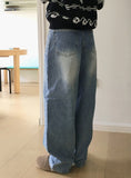 Jones Light Washing Denim Long Wide Pants