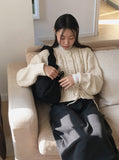 Miel Suede Shirring Ribbon Shoulder Bag