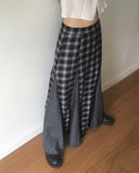 Kure check color matching long skirt