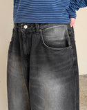 Monyo Cat Washing Wide Balloon Bijo Denim Pants