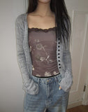 BL Button Point Ribbed Slim Cardigan