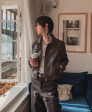 Snug Vintage Cropped Leather Jacket