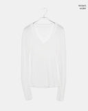Linu Rib V-neck See-through Long Sleeve T-Shirt