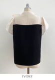 Henin Tie Color Matching Tulip Sleeve Blouse