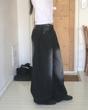 Minta Washing Side Pin Tuck Wide Denim Pants