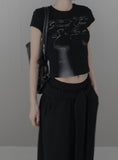 Rail Pintuck Printed Short Sleeve T-shirt