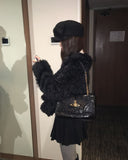 Tny pleats wool short skirt