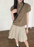Caco Nylon Puff Crop Short Sleeve Windbreaker Zip-up