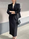 Rona H-line Slit Long Skirt (Belt set)