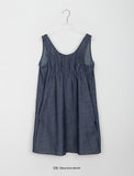 Namiko Denim Shirring Layered Pocket Ribbon Midi One Piece