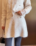 [Two-piece set] Sweety Wool Knit Cardigan Mini Skirt Set