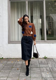 David Bandind Raw Denim Skirt