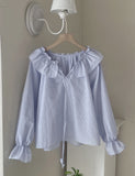 Aper Stripe Frill Blouse
