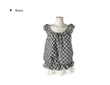 Poupo Lace Layered Scrunchie Check Sleeveless