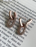 Double ring cubic earring necklace