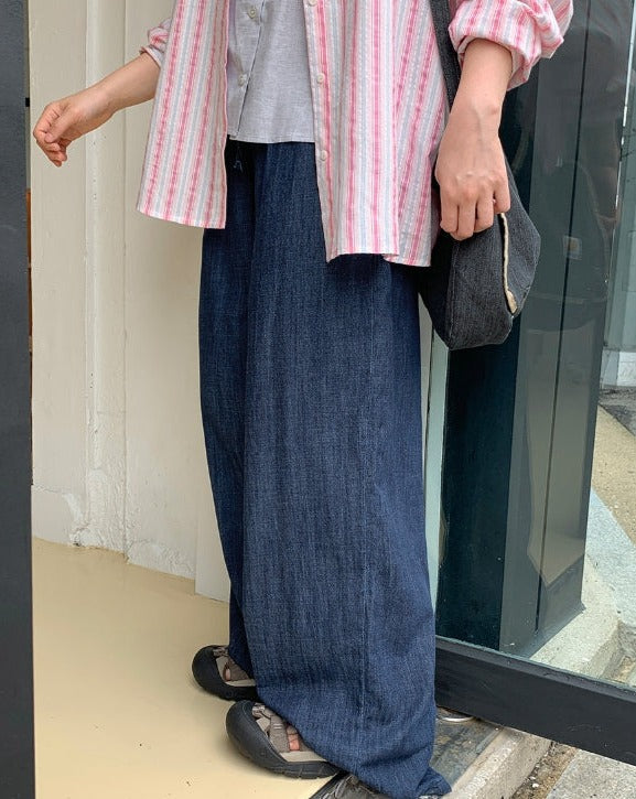 【BAON】Nenbi banding wide denim pants BAON (バオン) - ネンビバンディングワイドデニムパンツ / Nenbi
