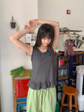 Duhin Basic Color Layered Round Sleeveless
