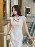 Celia Shirring Turdle Sleeveless Long One Piece