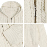 Las Cable Hooded Knit Zip-Up