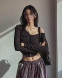 Precky One Shoulder Ribbed Cardigan