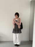 Ranmin Check Summer Sleeveless Layered One Piece
