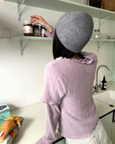 Depin layered two-way angora short-sleeve long-sleeve frilled t-shirt