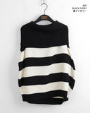 Dolce boxy stripe off-shoulder long sleeve knit