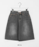 Hirit Gray Washed Denim Midi Skirt