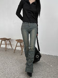 Shirring denim boot cut pt