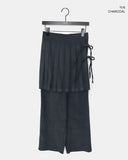 [Fake Layered] Skim Corduroy Banding Pleated Layered Wrap Skirt Pants