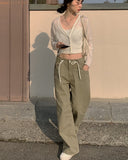Projection Khaki String Wide Pants