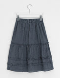 Betel Layered Check Midi Skirt