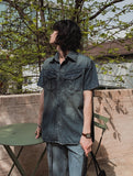 Terne pocket washing denim shirt