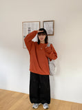 [unisex] Cornmeal Round Color Knit Sweatshirt