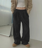 Corduroy Wool Pin Tuck Wide Banding Pants